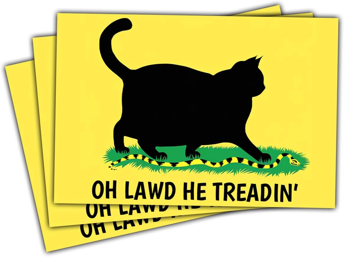 (3pcs) Chonk Cat Meme Sticker, Chonk Cats Sticker, Cat Snake Sticker, Cat Oh Lawd He Treadin' Sticker Die-Cut Waterproof Vinyl Sticker Laptop Water Bottle Window Phone Helmet