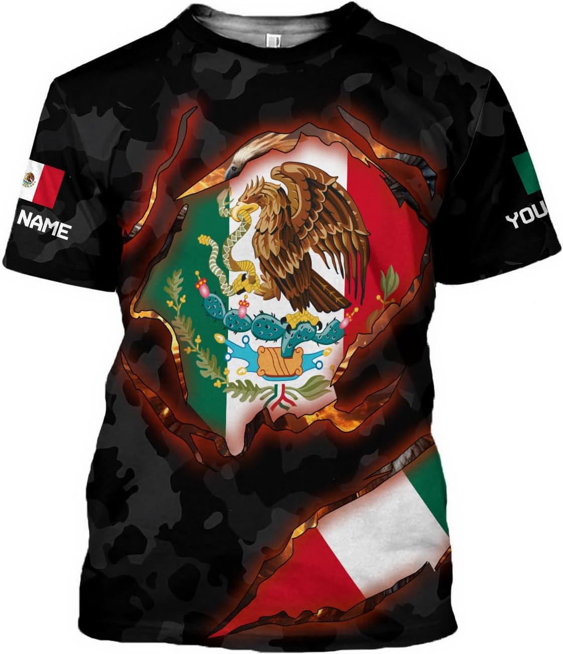 Mostprints Personalized Name Mexican Shirts for Men 3D, Customized Mexico Shirts for Men, Mexico Shirts for Women Mexico Shirt