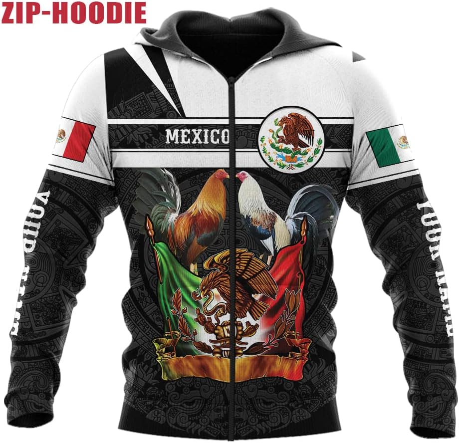 Personalized Name Mexican Shirts for Men 3D, Rooster Mexico Shirts for Men, Mexico Shirt Eagle Flag Mexican Eagle (US, Alpha, Small, 5X-Large, Regular, Regular, Multi 14)