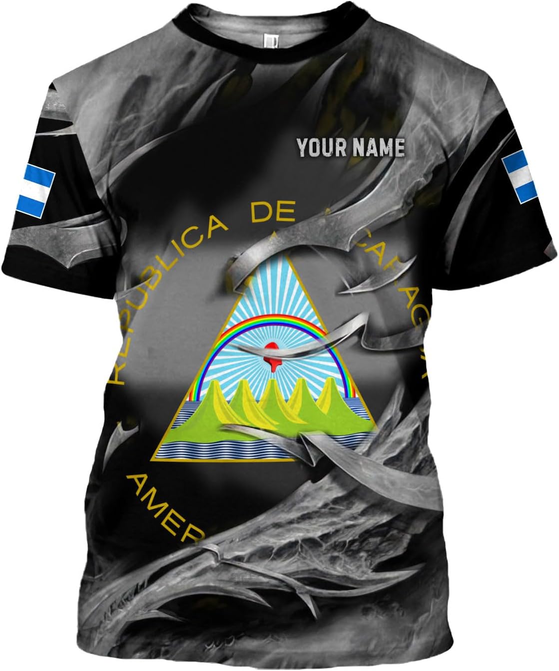 Rivelus Personalized Nicaragua Shirt 3D, Nicaragua Flag Shirts, Nicaraguan Camisas T-Shirt, Unisex Shirts for Men Women