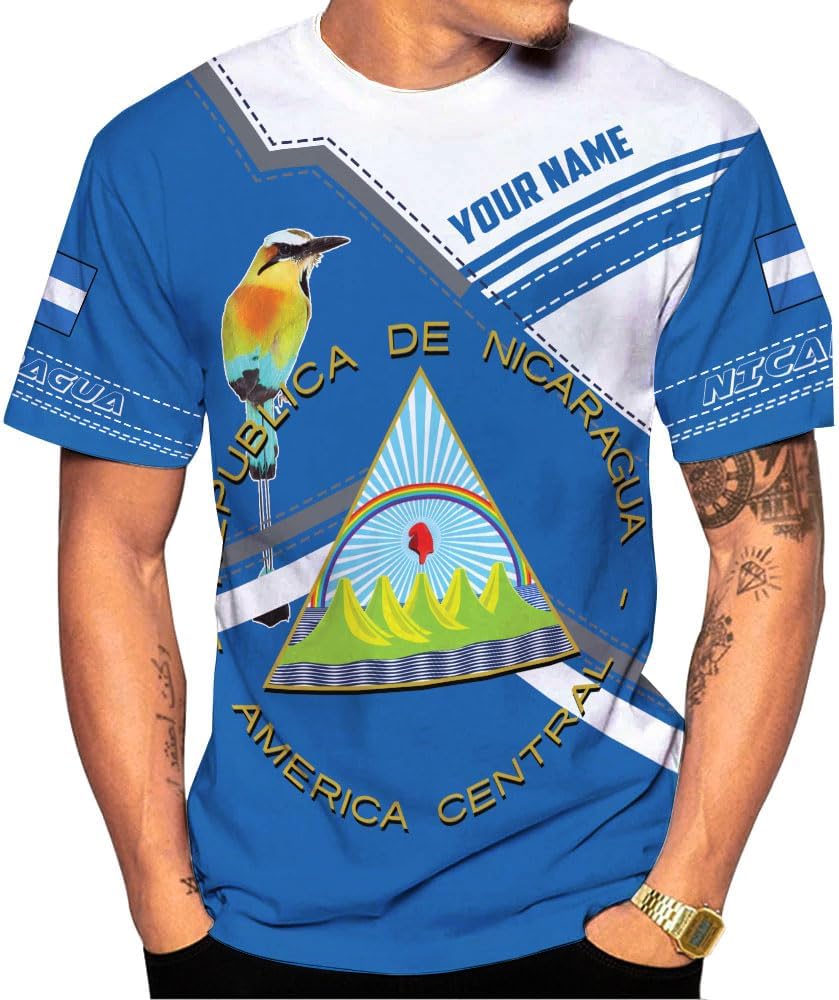 Rivelus Personalized Nicaragua Shirt 3D, Nicaragua Flag Shirts, Nicaraguan Camisas T-Shirt, Unisex Shirts for Men Women