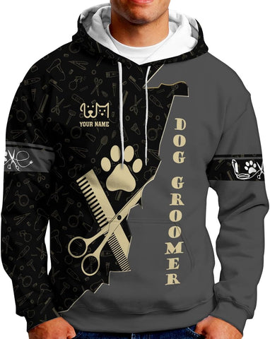 Mostprints Personalized Name Dog Groomer Shirt 3D, Funny Dog Groomer Apparel Shirts, Dog Groomer Gifts for Men and Women