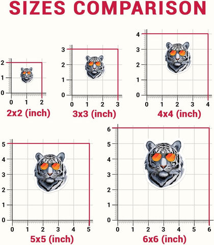 (3Pcs) Cool Animal Vinyl Sticker, Tiger Sunglasses Sticker, Tigress Decal, White Tiger's Head Bumper Sticker - Stickers for Laptop Water Bottle Car Helmet 3" (White Tiger Head)