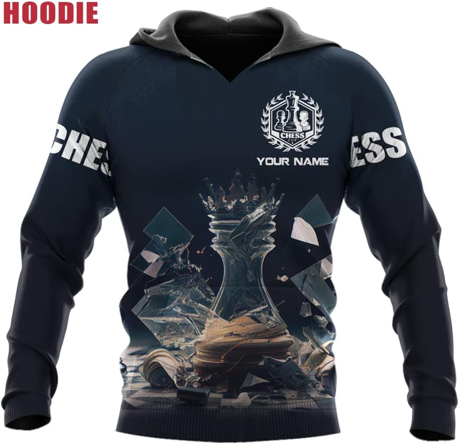 MAPrints Personalized Name Chess 3D Shirt, Custom Name Chess 3D Tshirt Hoodie Sweater for Men, Women, Gifts for Chess Lover