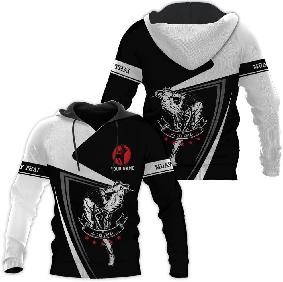 MAPrints Personalized Name Boxing Hoodies, Muay Thai Pride Sweatshirt