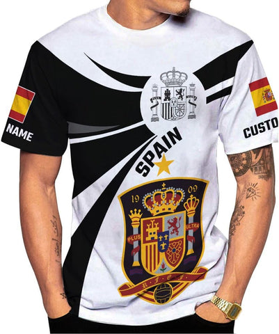 MoonArt Personalized Spain Shirt Custom Spain Espana Flag Shirts for Men and Women, Spain Spanish Pride