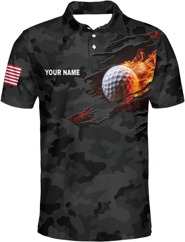 AOVL Personalized 3D Funny Golf Polo Shirt for Men Men's Golf Polo Shirts Custom Name and Team Name Golf Polo Gift for Dad
