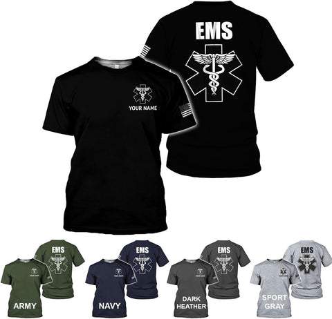 Mostefy Personalized EMT Shirt, EMS Shirt, Customized EMS Shirts,EMT Paramedic Uniform Emergency Medical Technician Shirts