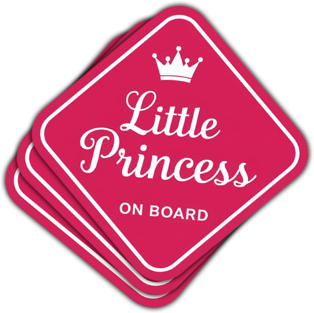 3PCS Pink Little Princess On Board 3" Sticker, Princess Sticker, Princess On Board Signs for Car, Toddler On Board Sticker Sticker Die-Cut Waterproof for Water Bottle, Truck, Car, Helmet
