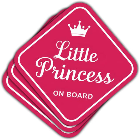 3PCS Pink Little Princess On Board 3" Sticker, Princess Sticker, Princess On Board Signs for Car, Toddler On Board Sticker Sticker Die-Cut Waterproof for Water Bottle, Truck, Car, Helmet