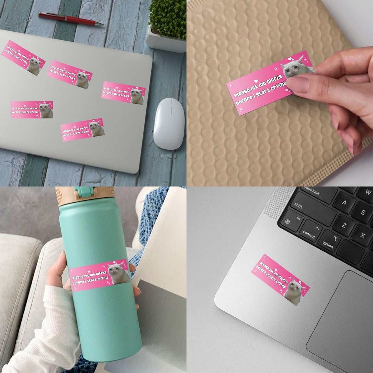 3 Pcs Please Let Me Merge Before I Start Crying Sticker, Let Me Merge Funny Bumper Stickers, Girly Car Decals - Vinyl Sticker 3 Inches for Water Bottles Laptop Phone Car Window Helmet