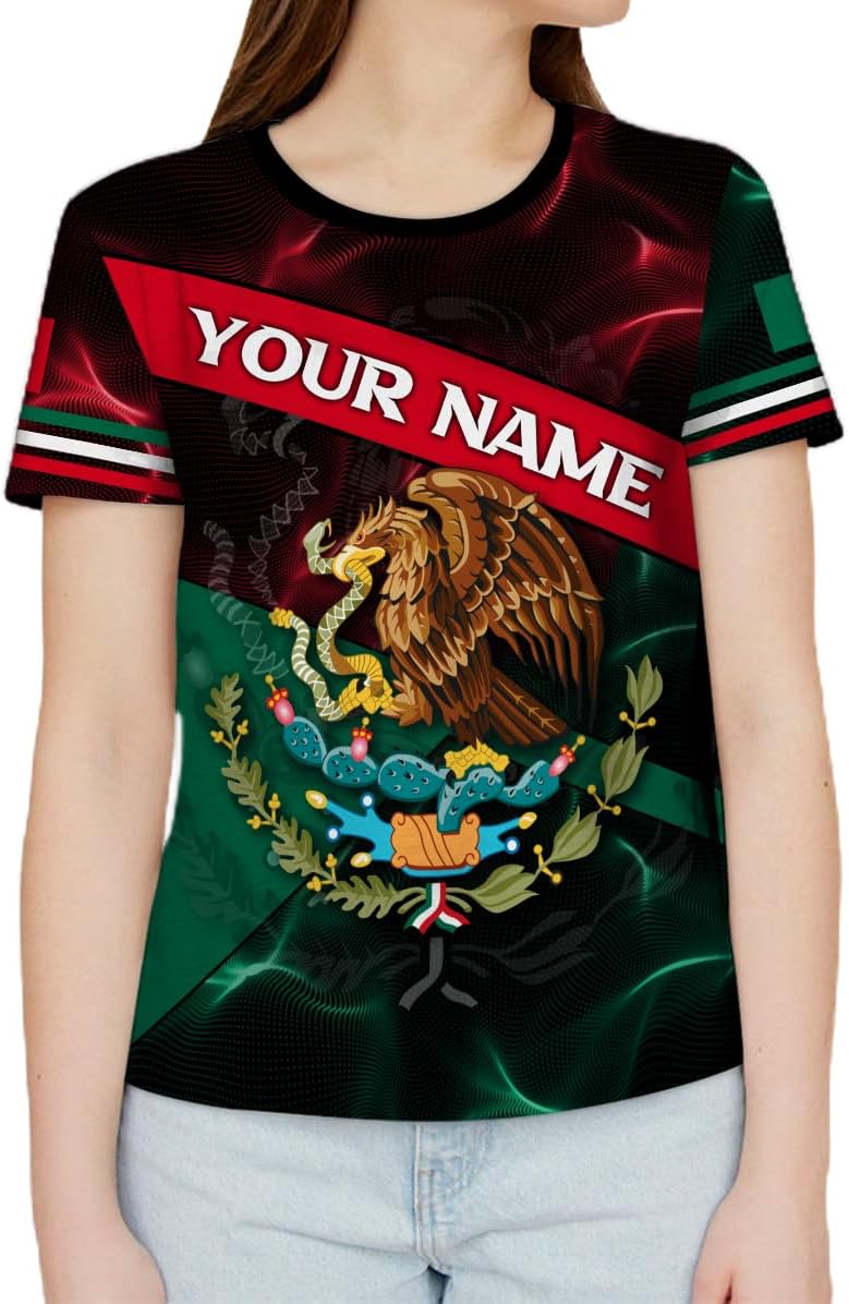 Mostprints Personalized Name Mexican Shirts for Men 3D, Customized Mexico Shirts for Men, Mexico Shirts for Women Mexico Shirt