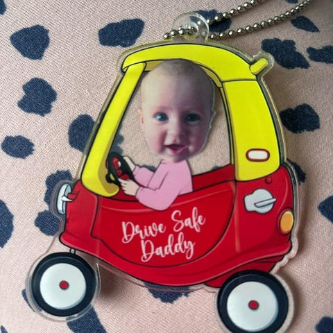 Drive Safe Daddy Car Ornament Custom Photo Baby Car Hanging Ornament Mirror Hanging Accessories for Your Car Father's Day