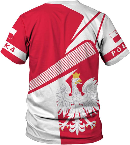 MoonArt Personalized Name Poland Shirt 3D, Poland Pride Shirts, Retro-Feel Polish Eagle Polska Unisex T-Shirt Polish Eagle