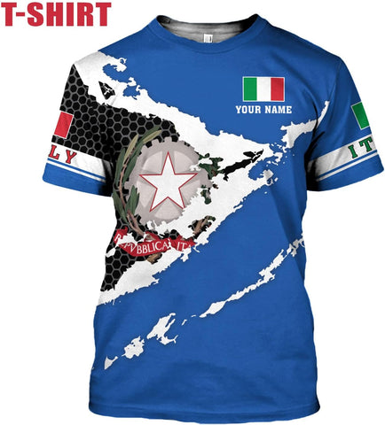 Ligthuy Personalized Name Italy Shirt 3D, Custom Italian Shirt Flag for Men and Women, Italia Shirt Soccer Unisex Size