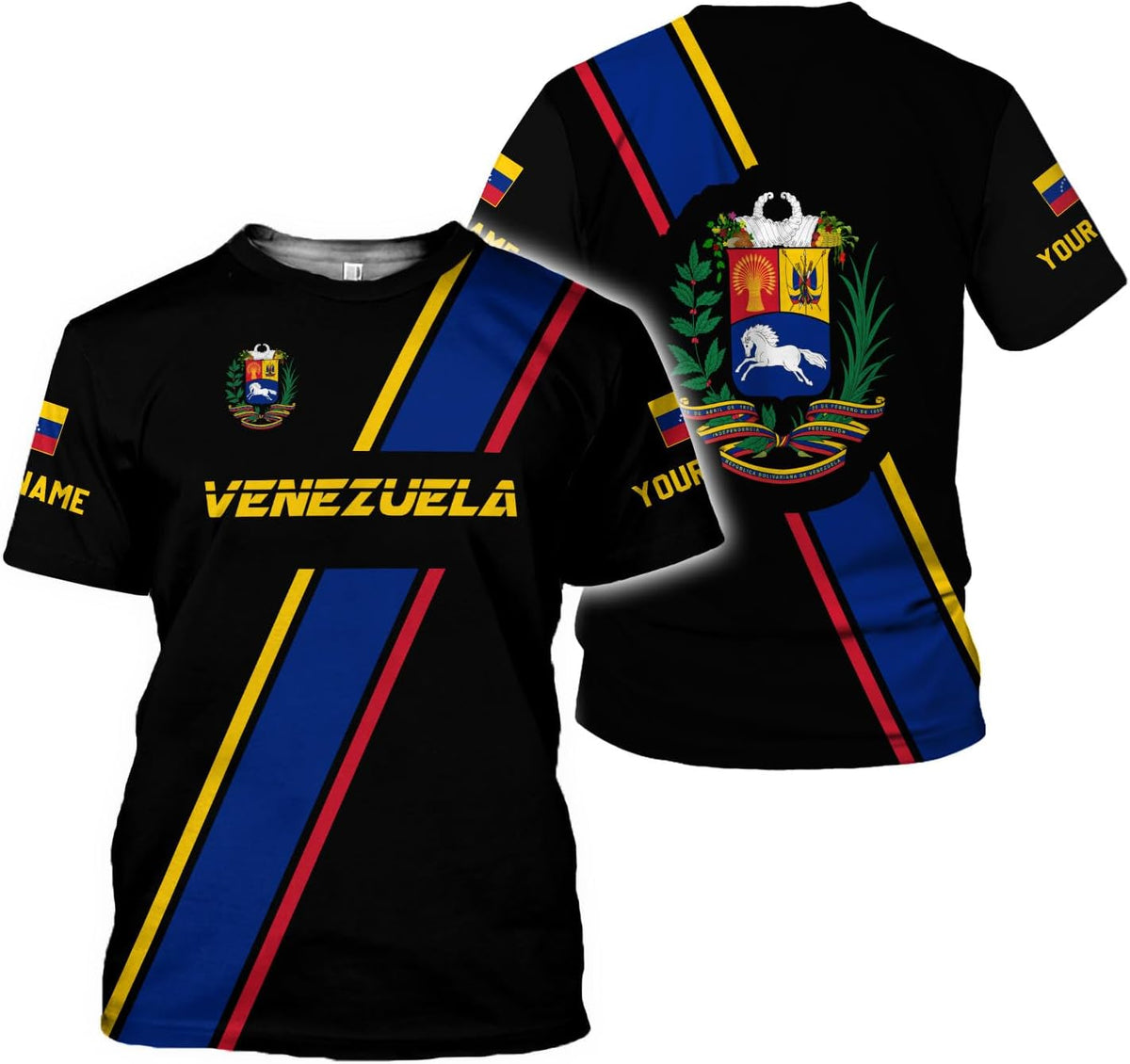 Royal Fight Personalized Coat of Arms Shirt with Venezuela Flag - Pride Shirts for Men & Women