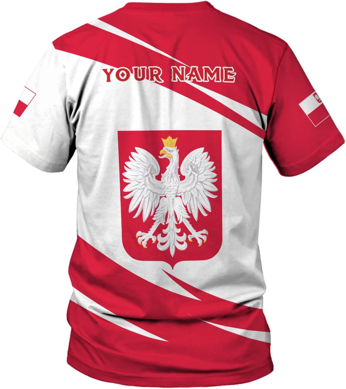 MoonArt Personalized Name Poland Shirt 3D, Poland Pride Shirts, Retro-Feel Polish Eagle Polska Unisex T-Shirt Polish Eagle