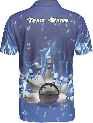 Custom 3D Bowling Polo Shirts for Men and Women Personalized Team Name Gift Unisex Customized Bowling Short Sleeve Polo Shirt