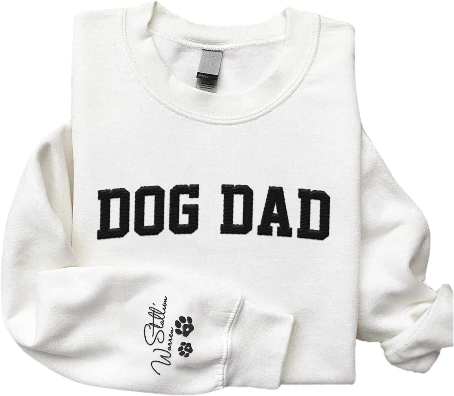 Personalized Embroidered Dog Dad Crewneck Sweatshirt, Custom Dog Dad Sweatshirt, Proud Dog Dad Shirts Gift for Men (Cotton + Polyester, SS1)