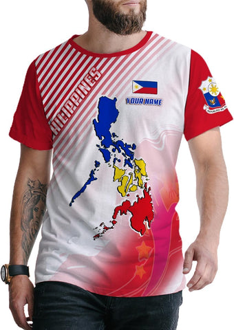 Mostprints Personalized Name Philippines Shirts 3D, Filipino Flag Pride Shirt Philippines Shirt Flag Tshirt for Men Women S-5XL