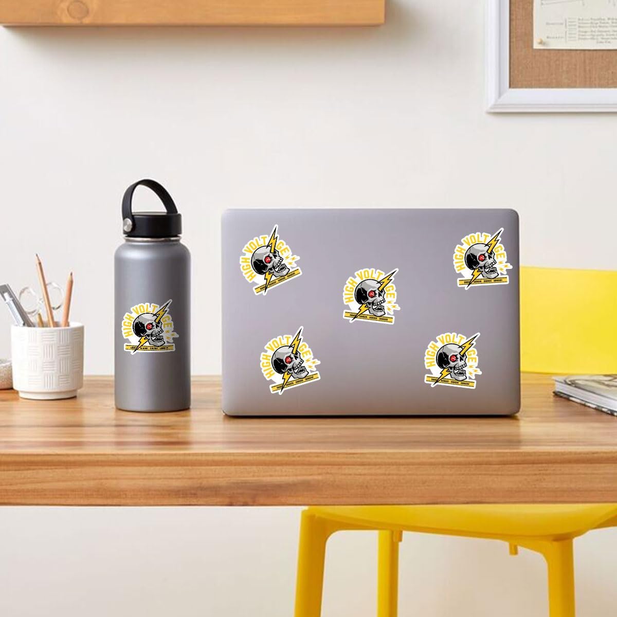 3 Pcs High Voltage Skull Sticker, Lineman Stickers, Skull Stickers, Skeleton Stickers Lineman for Toolbox Instruction Electrical Helmet Welder Water Bottle Tumbler Phone Case Gifts for Adults 3"x3"