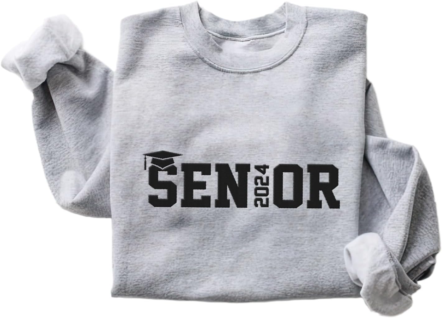 Personalized Senior Class of 2024 Embroidered Sweatshirt, 2024 Graduation Gifts, Senior 2024 Graduation Shirt (Cotton, SS206), Small-5X-Large
