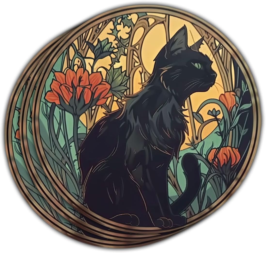 (3pcs) Black Cat Sticker, Cat Decal Sticker, Cat Lady, Kindle Sticker - Vinyl Stickers 3'' for Laptop Water Bottle Phone Car Window Helmet