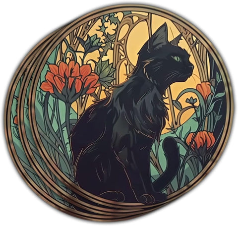 (3pcs) Black Cat Sticker, Cat Decal Sticker, Cat Lady, Kindle Sticker - Vinyl Stickers 3'' for Laptop Water Bottle Phone Car Window Helmet