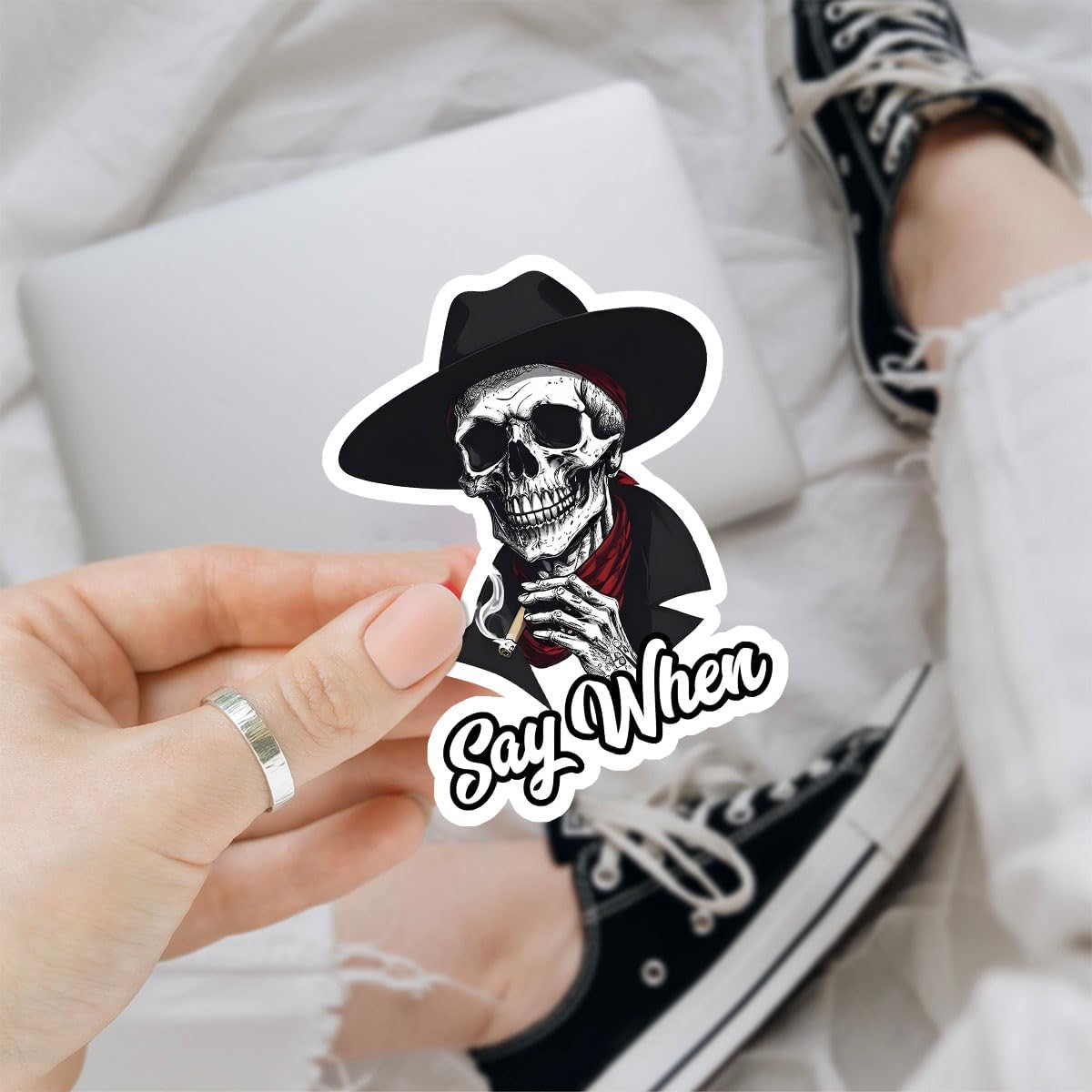 (3Pcs) Funny Skull with Hat Sticker, Skull Stickers, Cooler Decals, Skulls Decals for Trucks Skeleton Vinyl Decal Sticker - Stickers for Laptop Water Bottle Phone Car Window Helmet