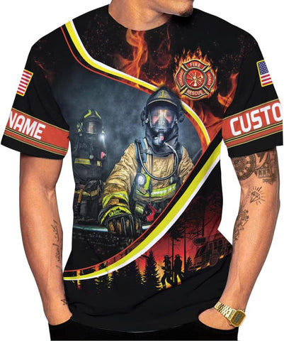 Mostprints Personalized Name Firefighter Shirt 3D, Custom Name Firefighter Shirts Men, Gift Firefighter Shirts for Women1