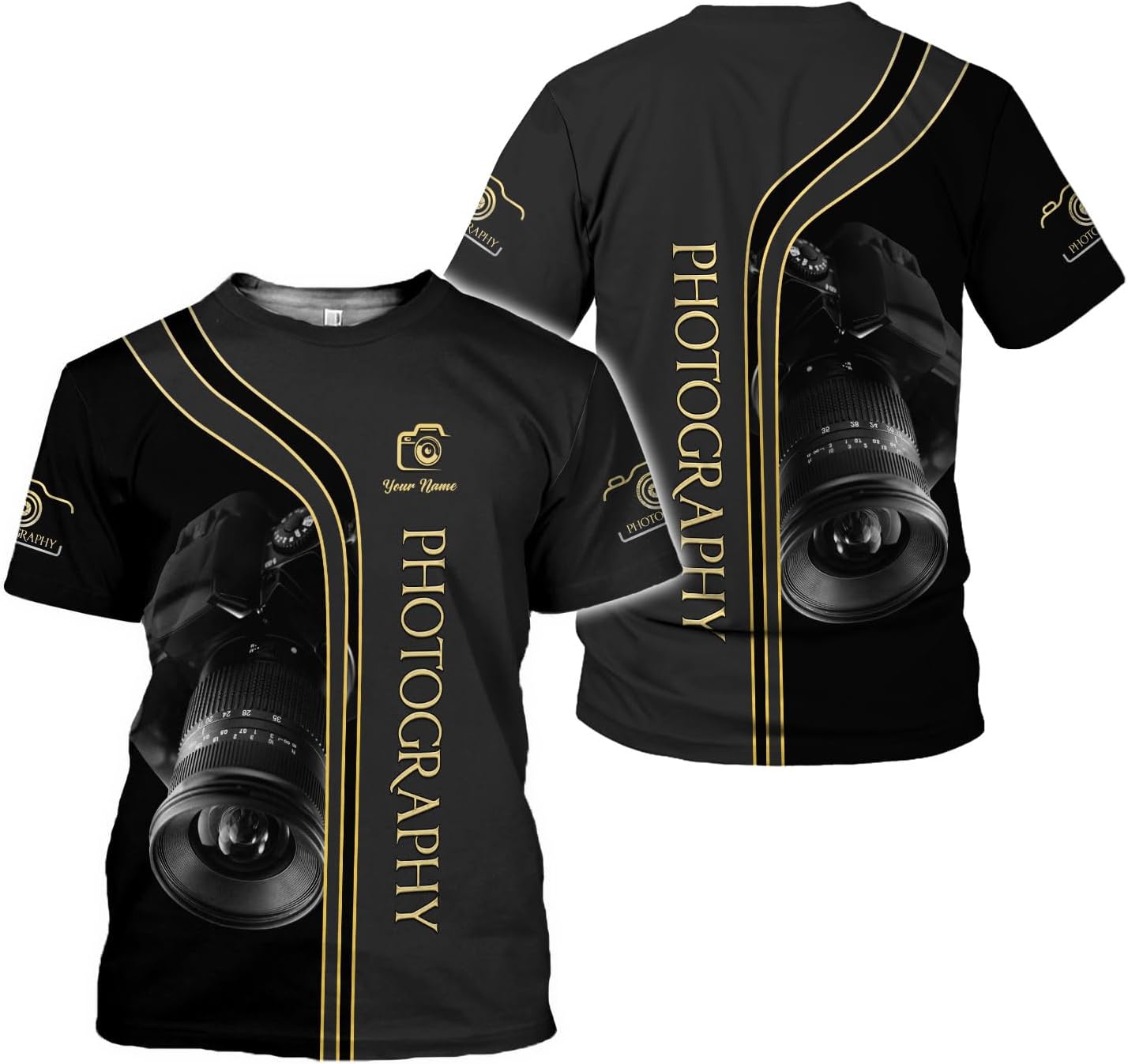 Lighthuy Personalized Name Photography Shirt 3D, Custom Photographer Shirts, Camera Tshirt Men & Women Photographer Gifts