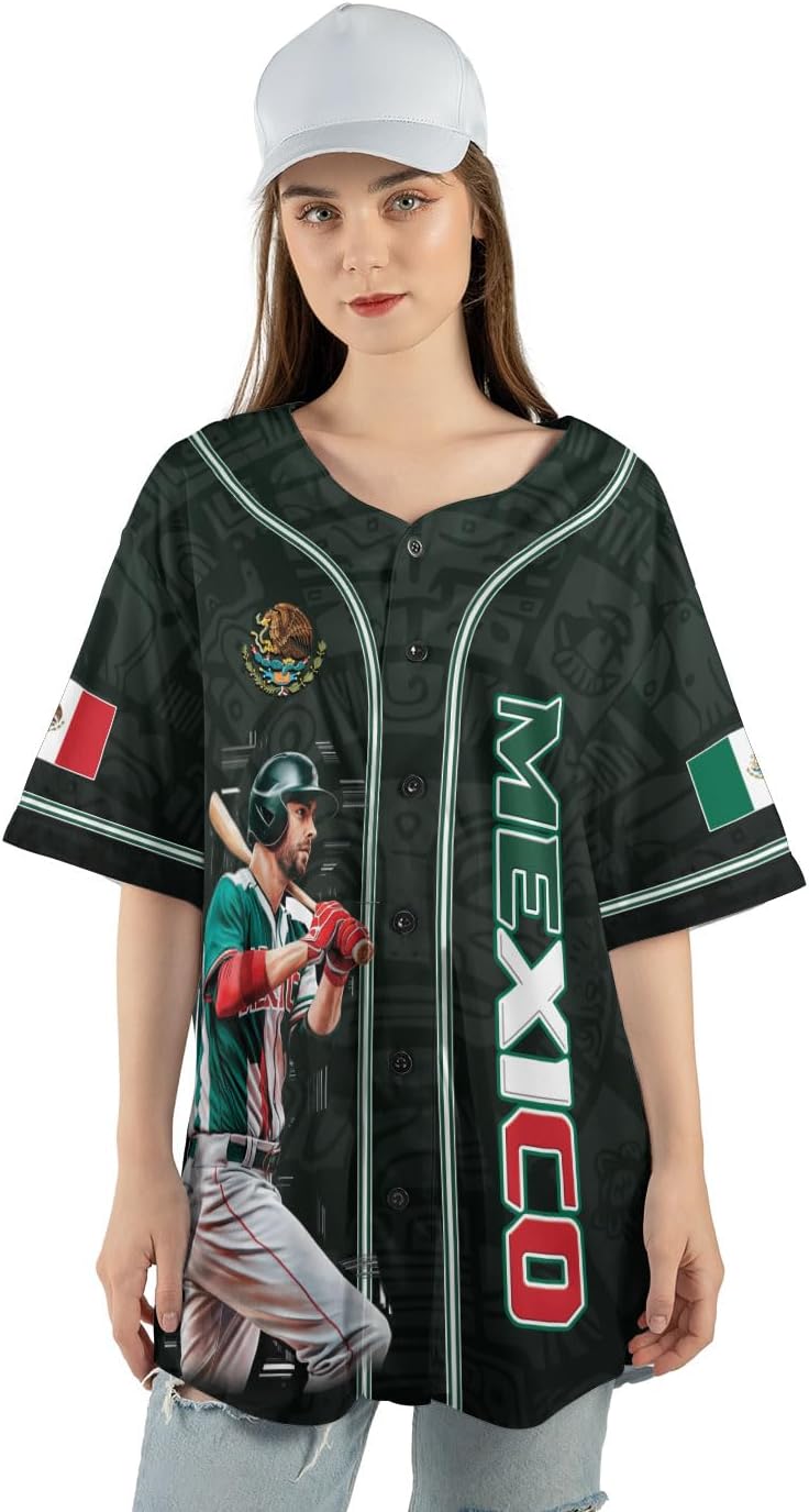 Mostprints Personalized Mexico Baseball Jerseys Mexican Eagle & Flag Shirt for Teams, Mexico Shirts for Men & Women Size S-5XL1