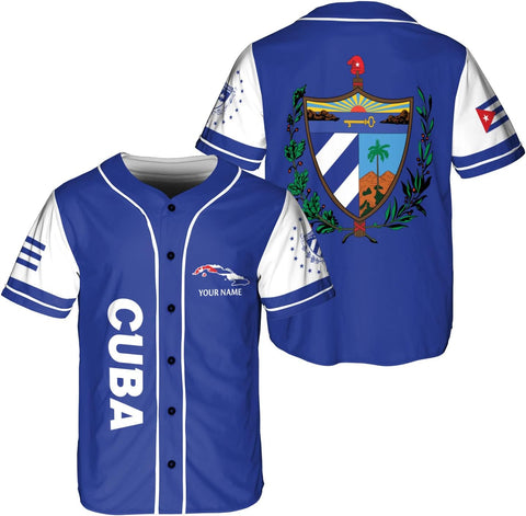 Podagree Personalized Cuba Baseball Shirt, Cuban Flag Jersey for Men and Women