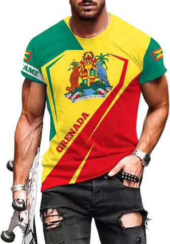 Podagree Personalized Grenada T-Shirt 3D, Proud Grenadan Tshirt, Grenada Flag Grenadian Pride Grenadian Heritage Shirt