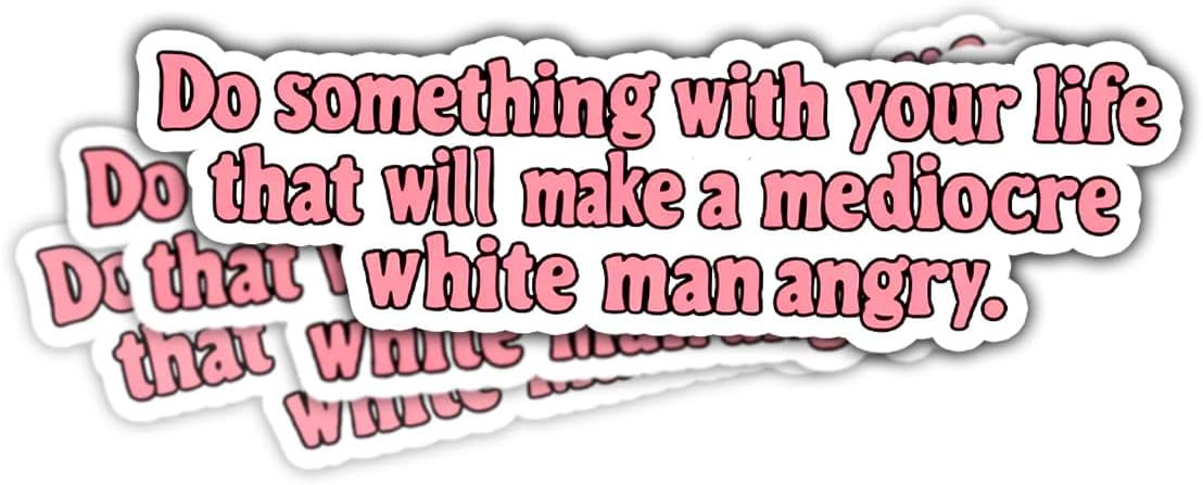 (3pcs) Do Something with Your Life That Will Make A Mediocre White Man Angry Bumper Sticker- Vinyl Stickers 3'' for Laptop Water Bottle Phone Car Window Helmet