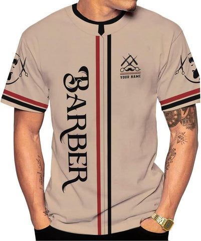 AOVL Personalized Name Barber Shirts Barber Shirt 3D for Men Custom Barber Shirt for Men Women Barber Shop Shirt Gift Barber