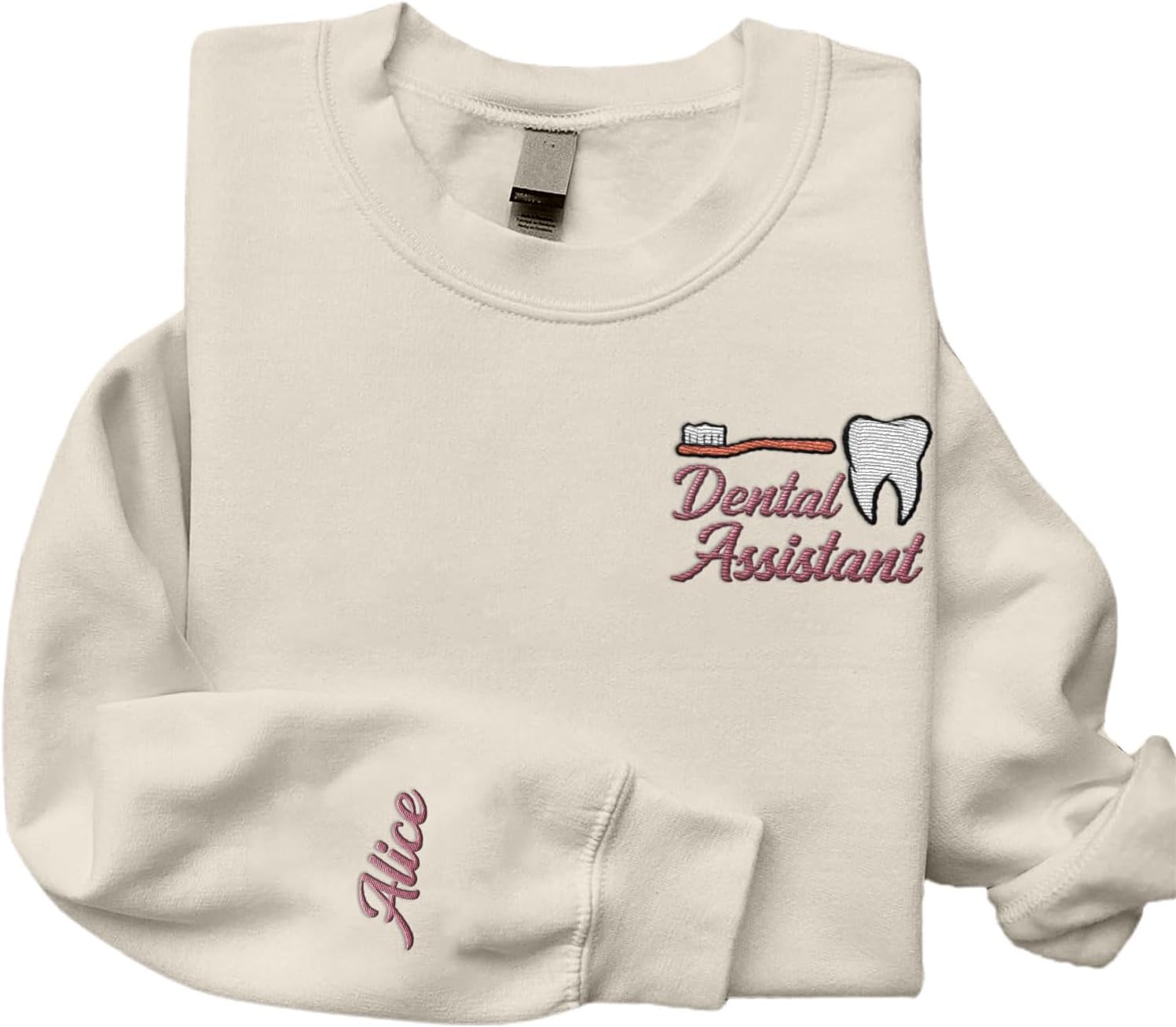 Intenprints Personalized Tooth Healthcare Embroidered Shirt, Dental Assistant RDA, Dentist Office, Dental Hygienist Gift
