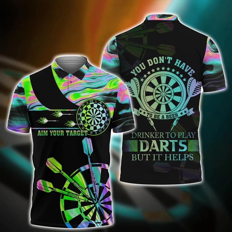 Personalized Name Dart 3D Polo Shirt, Dart Shirts, Mens Dart Shirts, Funny Dart Tshirts, Dart Team Shirts Gifts (Dart 8)