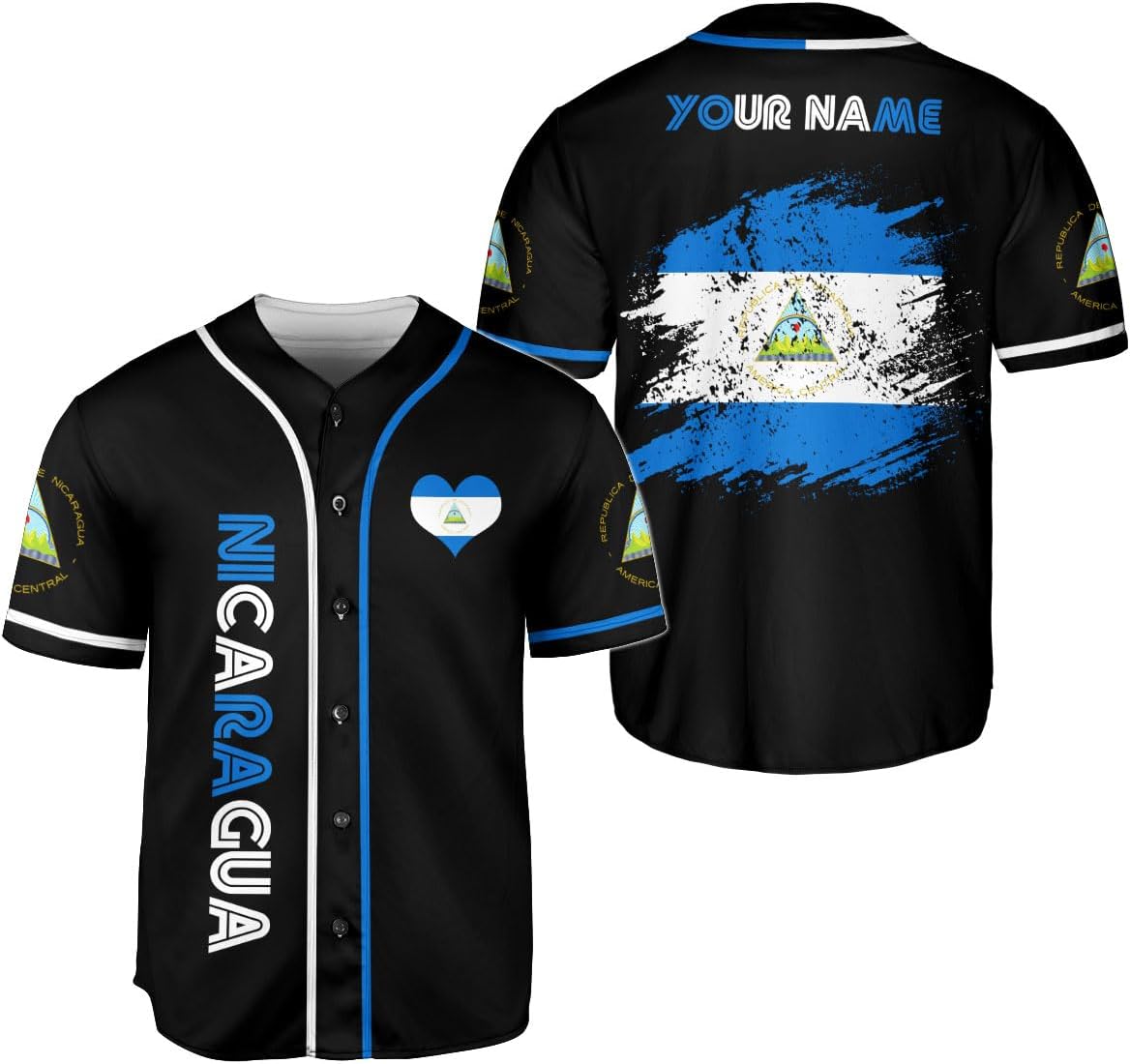 Podagree Personalized Nicaragua Baseball Jersey Shirt Name Nicaraguan Baseball Jersey for Men & Women Nicaraguan Camisas