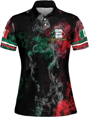 Mostprints Personalized Mexico Polo Shirts for Women, Custom Name Mexican Shirts for Women, Mexico Polo Shirt Flag Women New