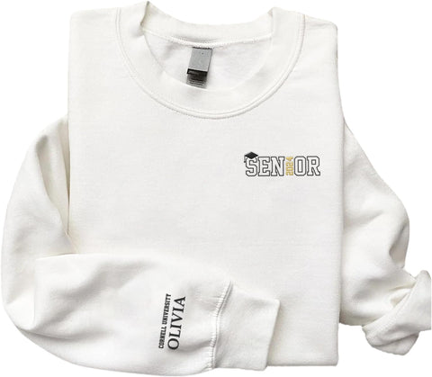 MAPrints Personalized Senior 2024 Embroidered Sweatshirt Gift, Graduation Class Of 2024 School Senior Embroidery Sweatshirt