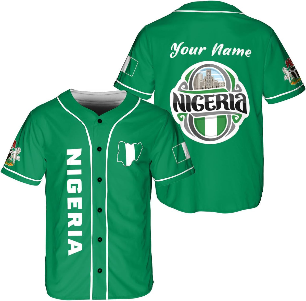 AOVL Personalized Nigeria Baseball Jersey Nigerian Flag Jersey Shirts Nigeria Flag Nigerian Pride Gift T-Shirt Nigerian Pride
