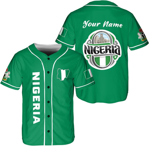 AOVL Personalized Nigeria Baseball Jersey Nigerian Flag Jersey Shirts Nigeria Flag Nigerian Pride Gift T-Shirt Nigerian Pride