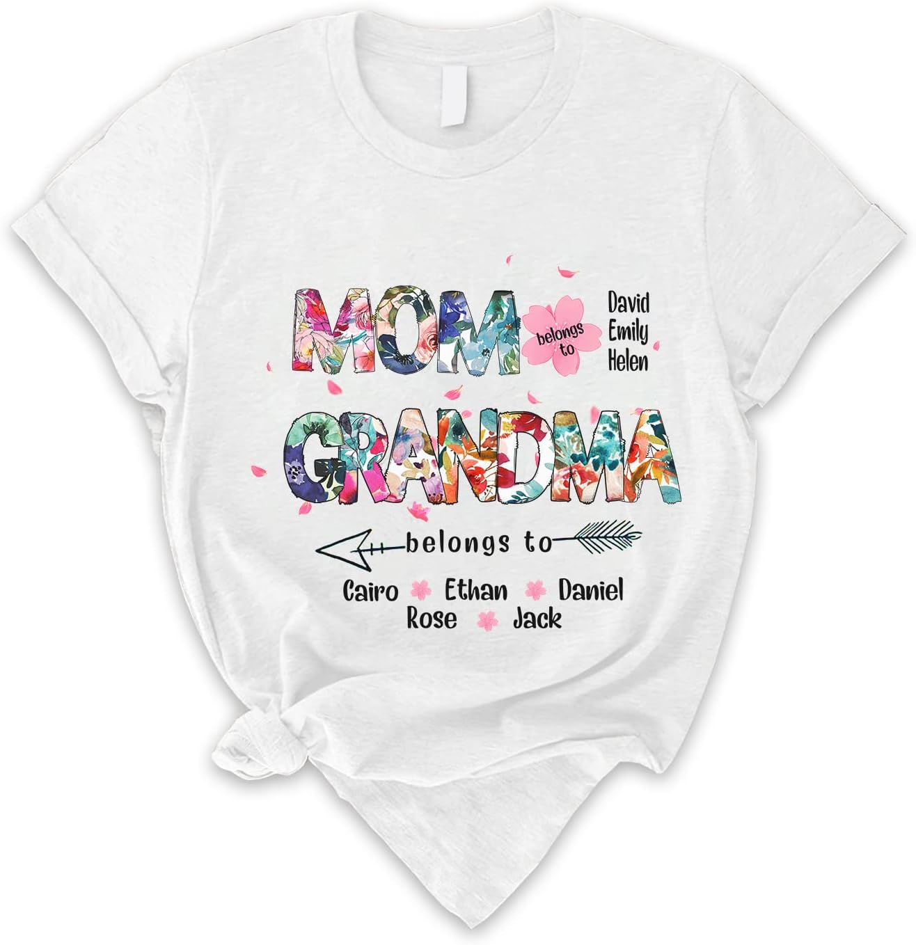 Personalized Mother's Day Tee, Mom and Grandma Belong to Kids, Grandkids Names Shirt for Nana Mimi Mom Grandma Mamaw