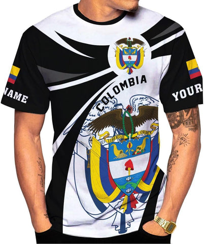 Mostprints Personalized Colombia Shirt 3D, Custom Colombia Flag Shirts for Men Women, Colombian Pride T-Shirt, Unisex Shirt