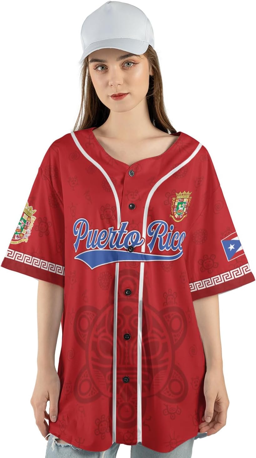 Personalized Puerto Rico Baseball Shirt,Customized Team Name Puerto Rican Baseball Jersey for Men,Women S-5XL
