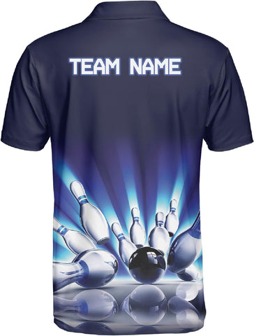 Custom 3D Bowling Polo Shirts for Men and Women Personalized Team Name Gift Unisex Customized Bowling Short Sleeve Polo Shirt
