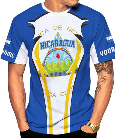 Mostprints Personalized Nicaragua Shirt 3D, Nicaragua Flag Shirts, Nicaraguan Camisas T-Shirt, Unisex Shirts for Men Women