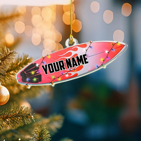 Personalized Surfboard Christmas Ornament, Surfing Wood, Custom Name, Photo Surfing Player Ornament, Surfboard Surf Boy Girl Surfer Ornament Keepsakes, Surfboarding Lovers Ornament (1, SF9)