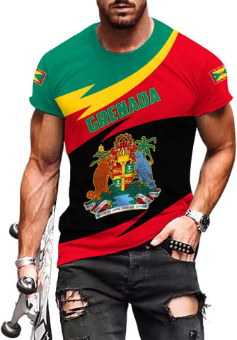 Podagree Personalized Grenada T-Shirt 3D, Proud Grenadan Tshirt, Grenada Flag Grenadian Pride Grenadian Heritage Shirt